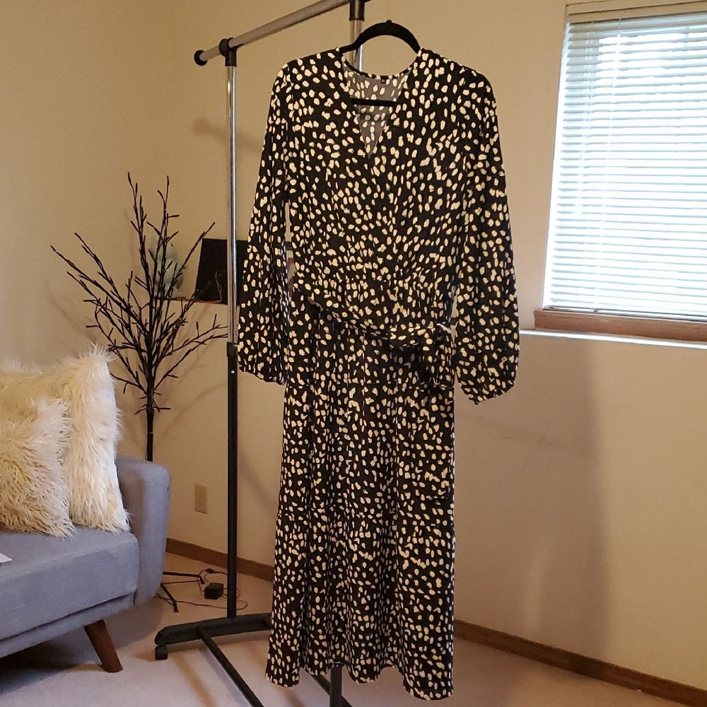 Elegant Black and White Polka Dot Dress